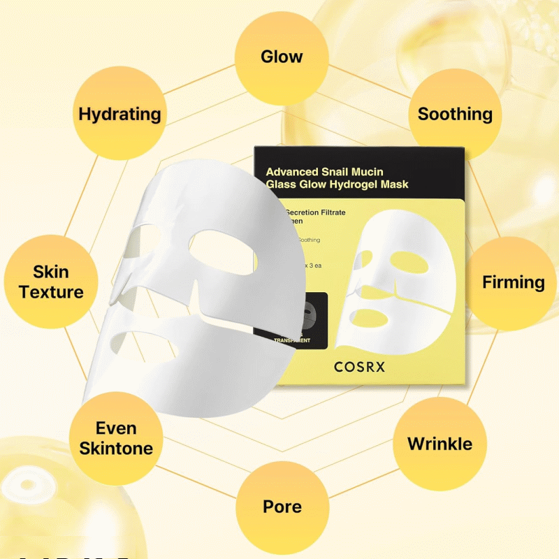 COSRX Advanced Snail Mucin Glass Glow Hydrogel Mask_3EA