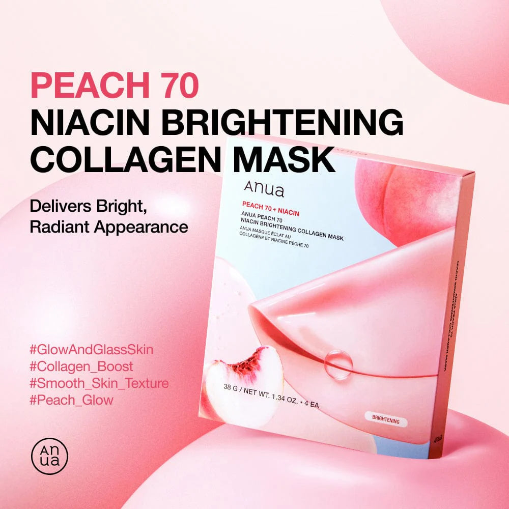 Anua Peach 70 Niacin Brightening Collagen Mask 4EA