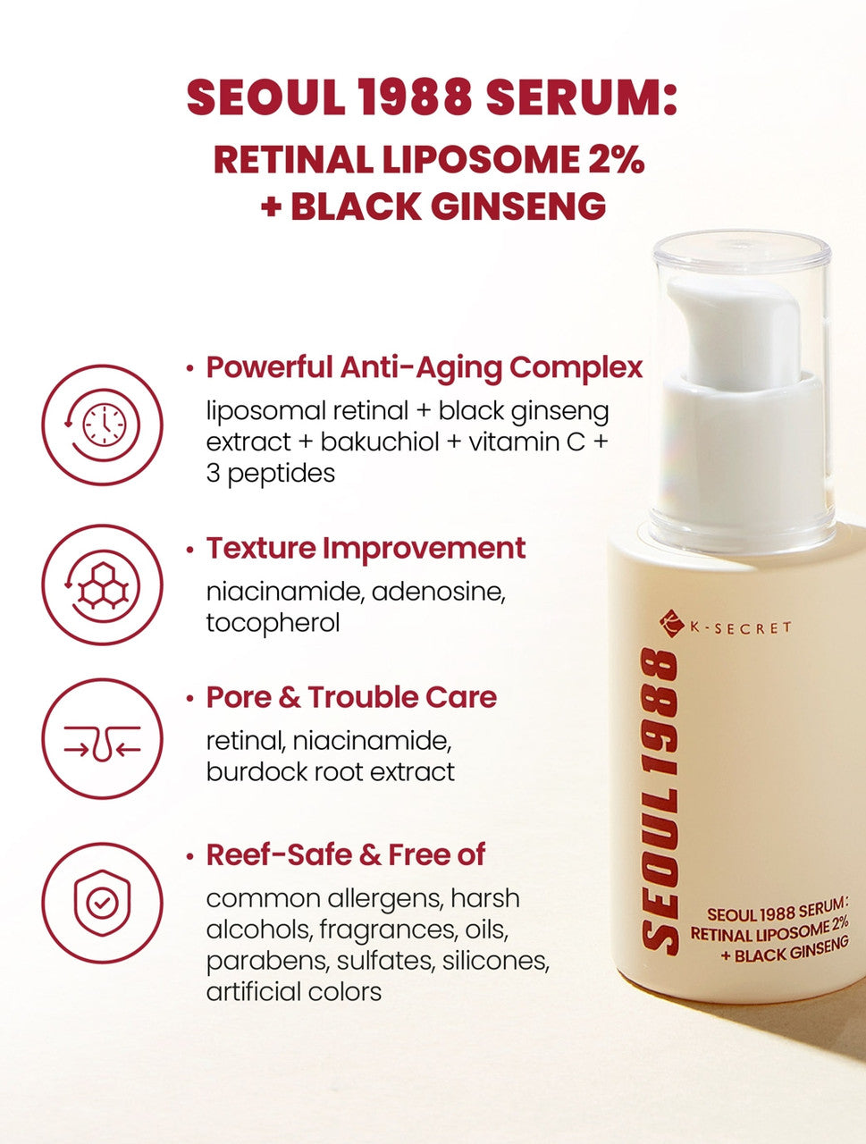 K-SECRET SEOUL 1988 SERUM: Retinal Liposome 2% + Black Ginseng