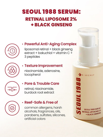 K-SECRET SEOUL 1988 SERUM: Retinal Liposome 2% + Black Ginseng