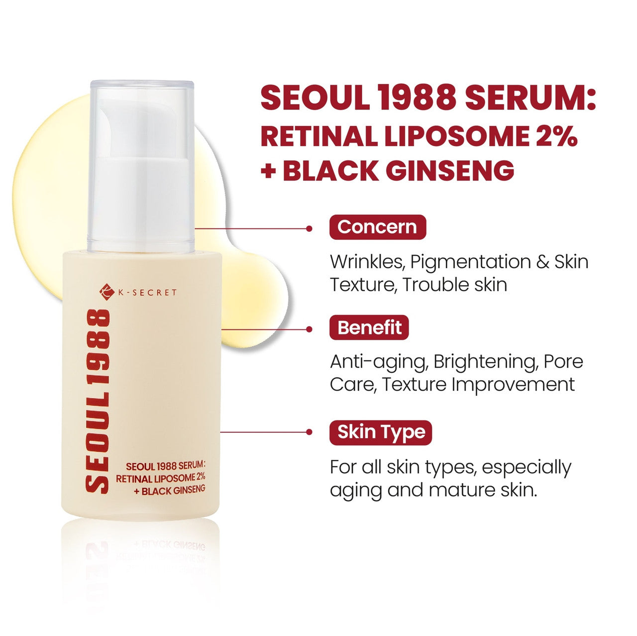 K-SECRET SEOUL 1988 SERUM: Retinal Liposome 2% + Black Ginseng