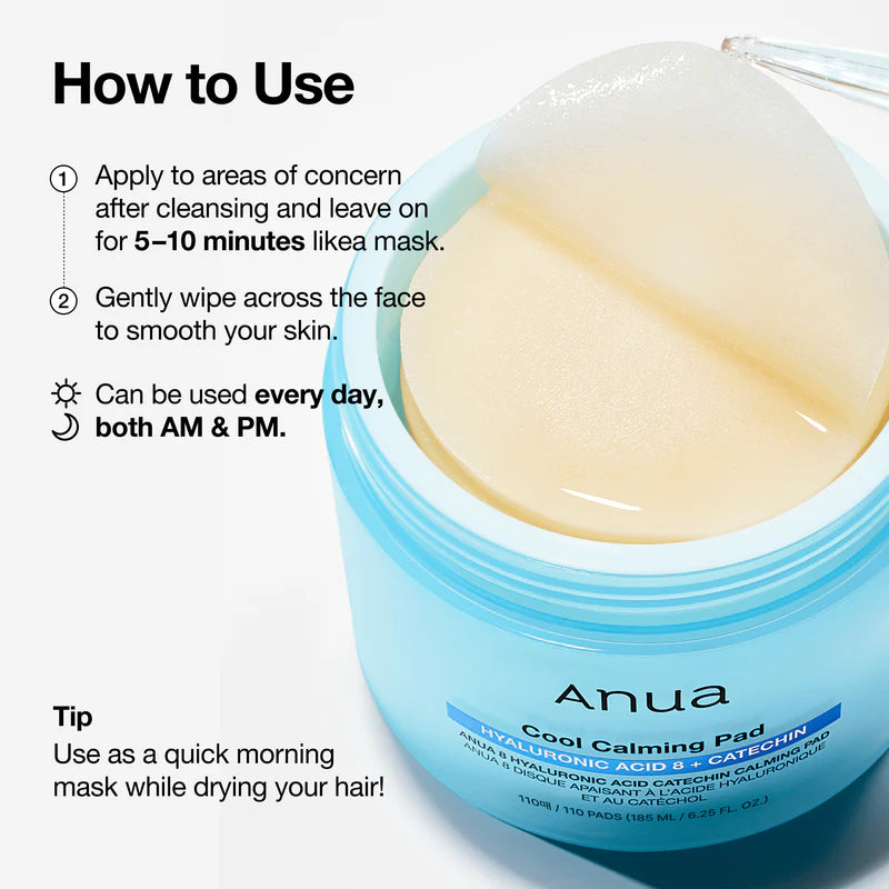 Anua 8 Hyaluronic Acid Catechin Calming 110pads