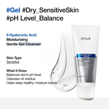 Anua 8 Hyaluronic Acid Moisturizing Gentle Gel Cleanser